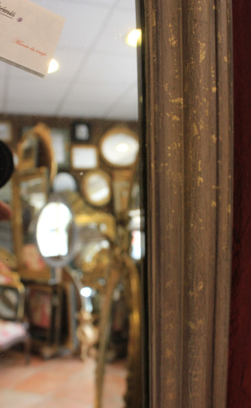 50 X 62 Cm Small Louis Philippe Mirror Patina And Shards Of Gold Leaf, Mercury Ice