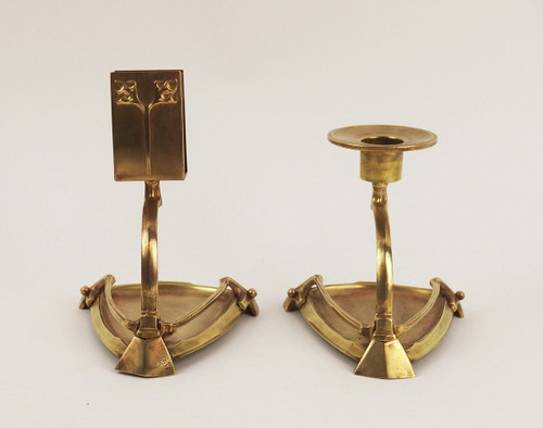 Candlestick and Match Holder 1900 Jugendstil