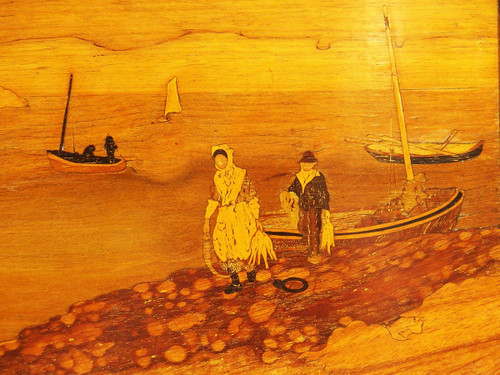 Intarsientablett „Maritime Landschaft“