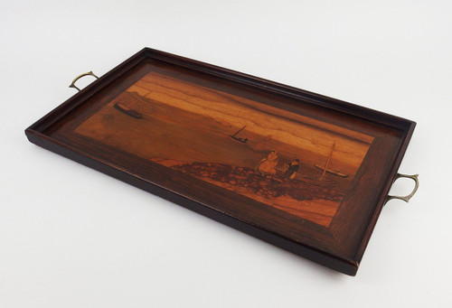 Intarsientablett „Maritime Landschaft“