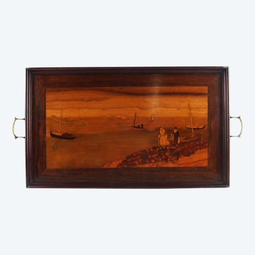 Intarsientablett „Maritime Landschaft“
