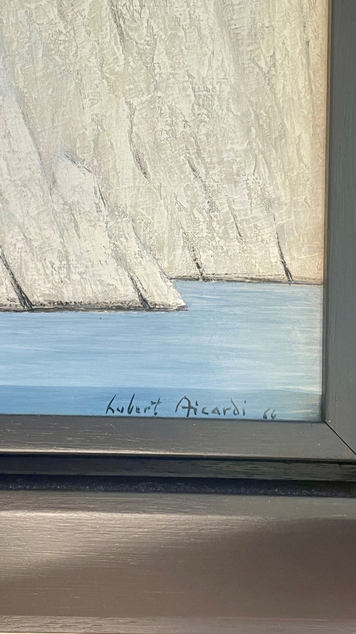 Hubert Aicardi (1922 – 1991), Die Klippen von Piana. Öl auf Leinwand, datiert 1964 