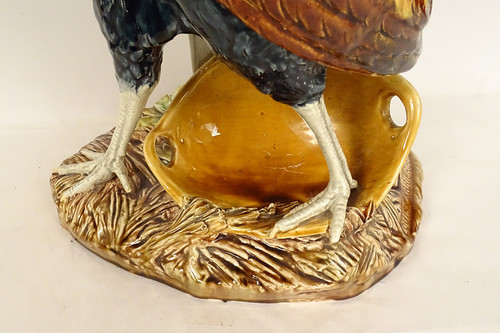 Sculpture Vase Coq Faïence Choisy-le-Roi Signée Louis Carrier-Belleuse XIXè