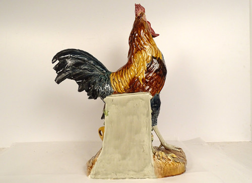 Sculpture Vase Coq Faïence Choisy-le-Roi Signée Louis Carrier-Belleuse XIXè