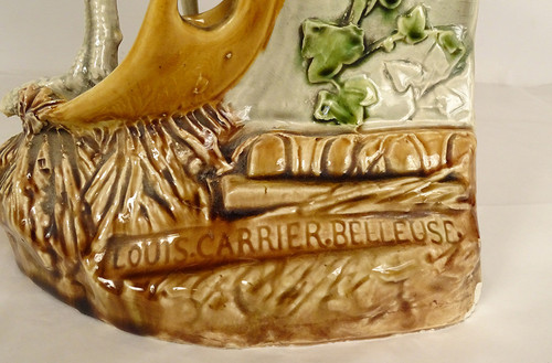 Sculpture Vase Coq Faïence Choisy-le-Roi Signée Louis Carrier-Belleuse XIXè
