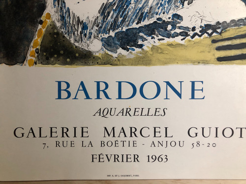 Affiche Bardone Galerie marcel Guiot 1963