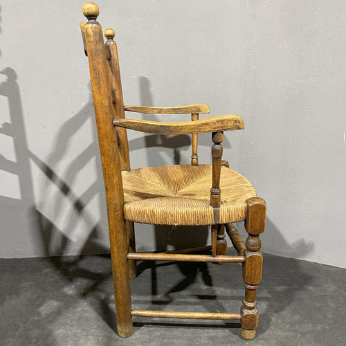 Provencal armchairs with ladder back and rattan seat