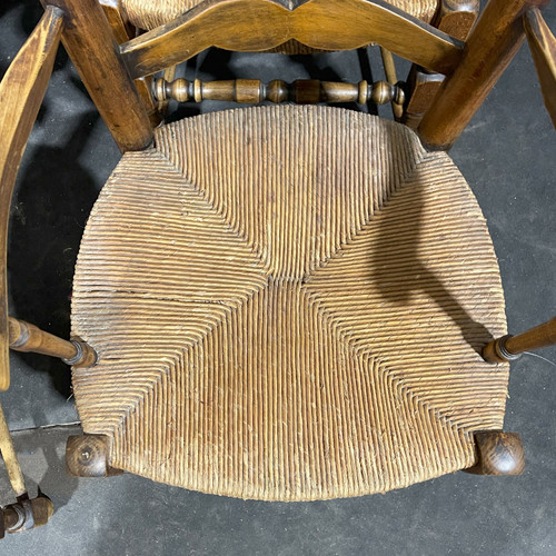 Provencal armchairs with ladder back and rattan seat