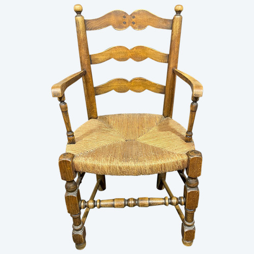 Provencal armchairs with ladder back and rattan seat