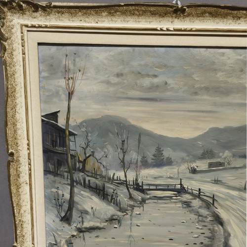 Snow in Nese Oil painting Pino Buelli