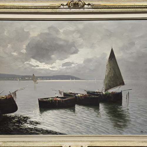 Antique painting DE LUCA sailing boats