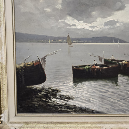 Antique painting DE LUCA sailing boats