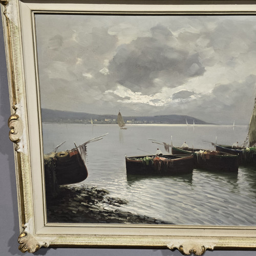 Antique painting DE LUCA sailing boats