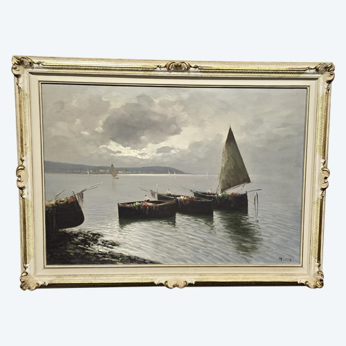 Antique painting DE LUCA sailing boats