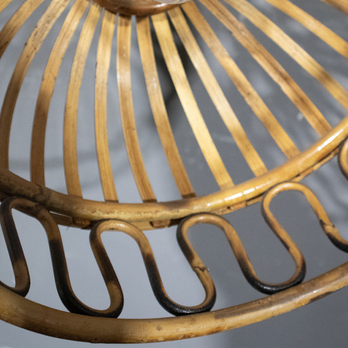 Suspension ronde en bambou et rotin
