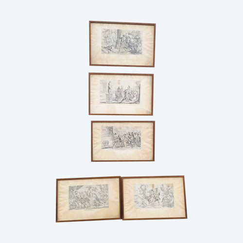 Aeneid After Mitelli And Carracci, Framed Engravings, 18th Century