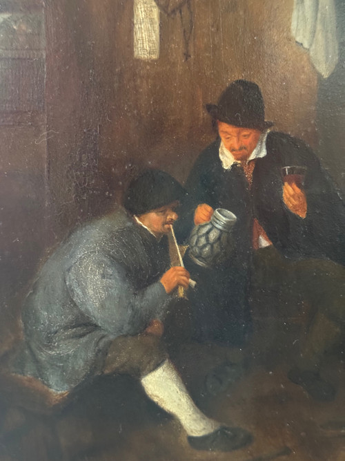 Niederländische Schule, Öl auf Tafel mit einer Tavernenszene
