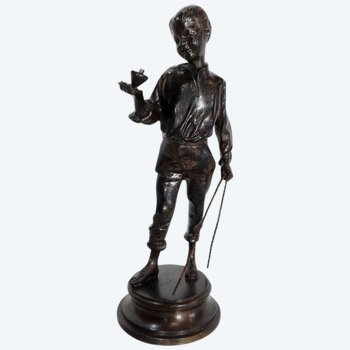  Bronzo "Ragazzo con trottola" - Fine del 19° secolo