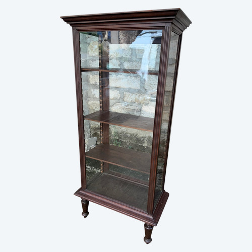 Brown stained wooden display case, circa 1900