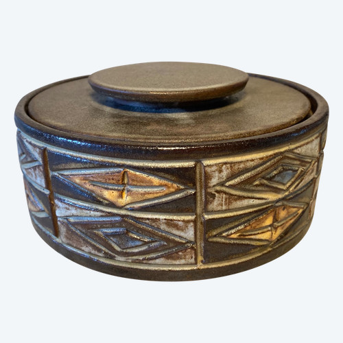 Enamelled ceramic box by Alexandre Kostanda (1921-2007)