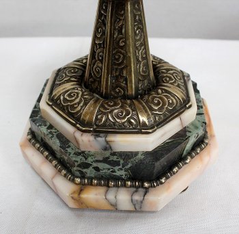  Marble and Bronze Mantel Set, Art Deco - 1940