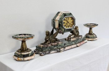  Marble and Bronze Mantel Set, Art Deco - 1940
