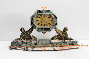  Marble and Bronze Mantel Set, Art Deco - 1940