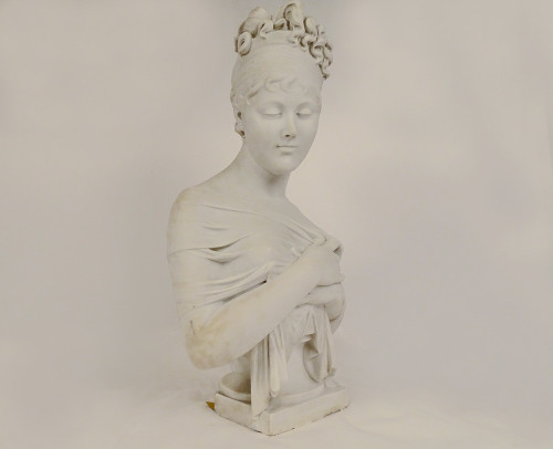 Busto scolpito di Mme Récamier in marmo di Carrara secondo Joseph Chinard XIX secolo