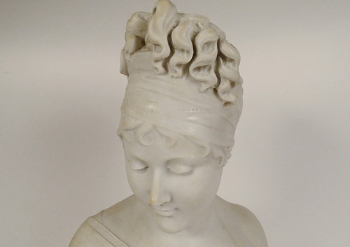 Busto scolpito di Mme Récamier in marmo di Carrara secondo Joseph Chinard XIX secolo