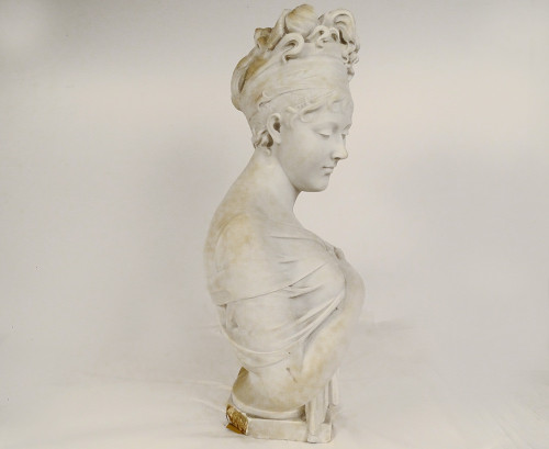 Busto scolpito di Mme Récamier in marmo di Carrara secondo Joseph Chinard XIX secolo