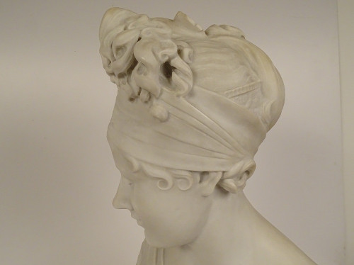 Busto scolpito di Mme Récamier in marmo di Carrara secondo Joseph Chinard XIX secolo