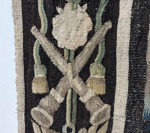 Large Aubusson tapestry characters Dance landscape castle coat of arms 17th century