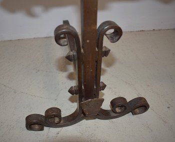  Paire de Chenets en Fer Forgé Fin XIXe 