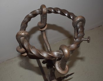 Paire de Chenets en Fer Forgé Fin XIXe 