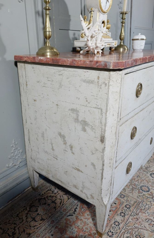 Cassettiera Luigi XVI Directoire con piano in finto marmo
