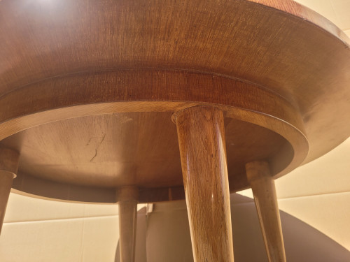 Großer runder Couchtisch aus Holzintarsien