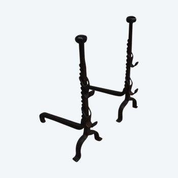  Pair of Wrought Iron Chenets - End of XIXth century