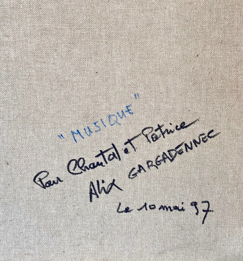 Alix Fevre-gargadennec Dite Alix, Huile Sur Toile Titrée Au Dos « Musique » Et Dédicacée, 1997.