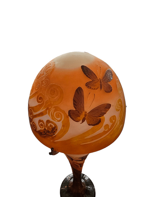 Emile Gallé Grande Lampe Champignon Art Nouveau "Papillons"