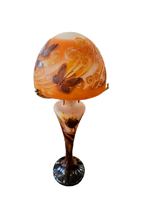Emile Gallé Grande Lampe Champignon Art Nouveau "Papillons"