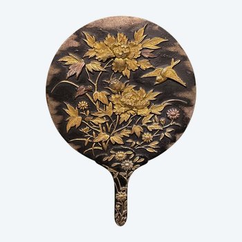 MENÜHALTER . Shakudo-Dekor. JAPAN Meiji-Zeit.