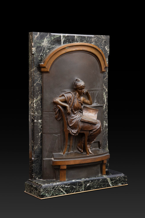 Louis-Ernest Barrias (1841 – 1905) bassorilievo in bronzo "La Lettrice"