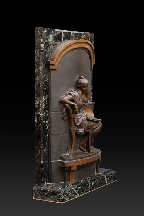 Louis-Ernest Barrias (1841 – 1905) bassorilievo in bronzo "La Lettrice"