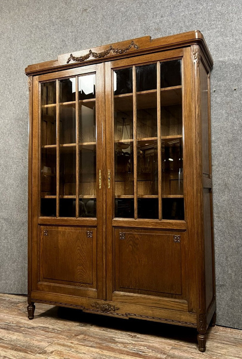 Louis XVI style oak bookcase circa 1880