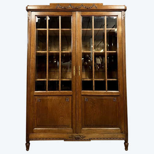 Louis XVI style oak bookcase circa 1880