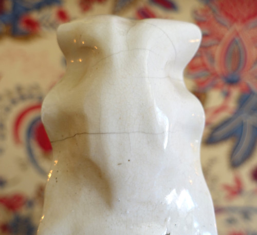 Statua Guanyin in porcellana cinese, base in bronzo - decoro cineserie / mobile cinese