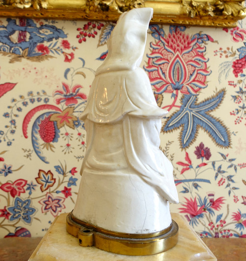Statua Guanyin in porcellana cinese, base in bronzo - decoro cineserie / mobile cinese