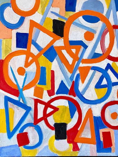 Andrée Simon (1896-1981), Abstract Composition, Oil on Canvas, 1976.