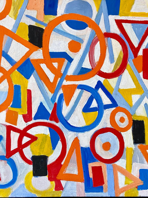 Andrée Simon (1896-1981), Abstract Composition, Oil on Canvas, 1976.