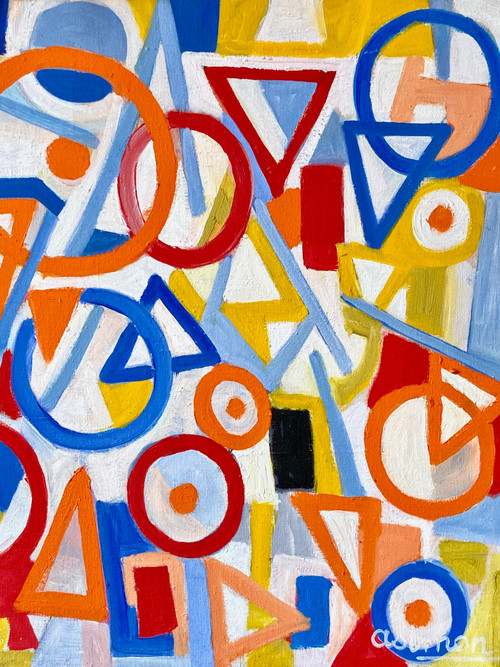 Andrée Simon (1896-1981), Abstract Composition, Oil on Canvas, 1976.